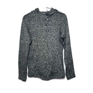 Columbia Hooded Sweater Women Medium Gray Pullover Henley Long Sleeve